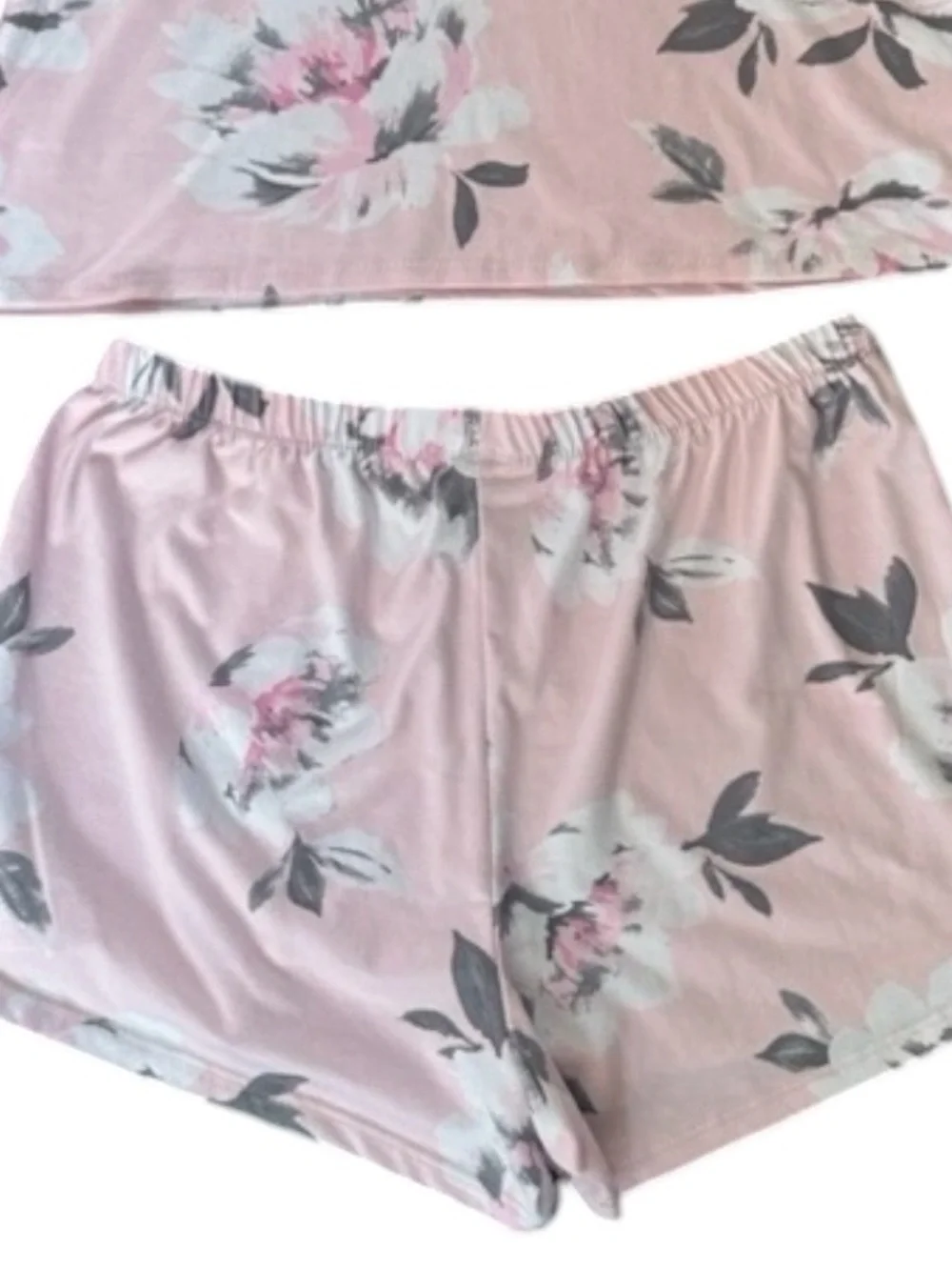 LAURA ASHLEY Romantic Floral Lace-Trim Pink Cami & Short Sleep Set L